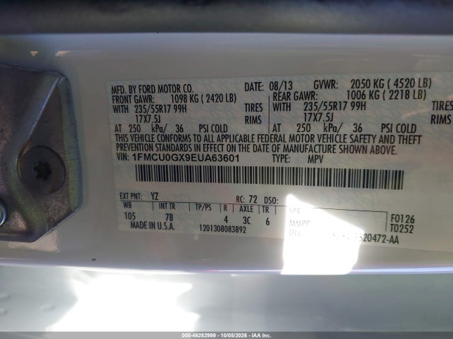 Ford ESCAPE SE 2014 1FMCU0GX9EUA63601 Image 9