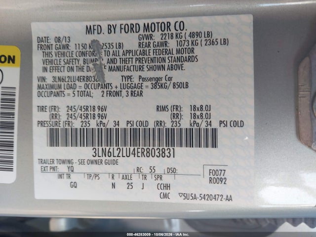 Aukcja sprzedaży 2014 Lincoln Mkz Hybrid, vin: 3LN6L2LU4ER803831, numer aukcji: 46283009