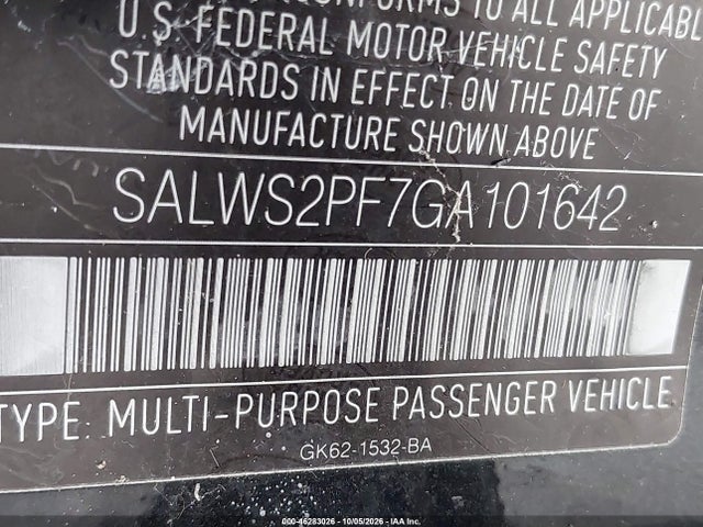 46283026 :رقم المزاد ، SALWS2PF7GA101642 vin ، 2016 Land Rover Range Rover Sport 3.0l V6 Supercharged Hse مزاد بيع