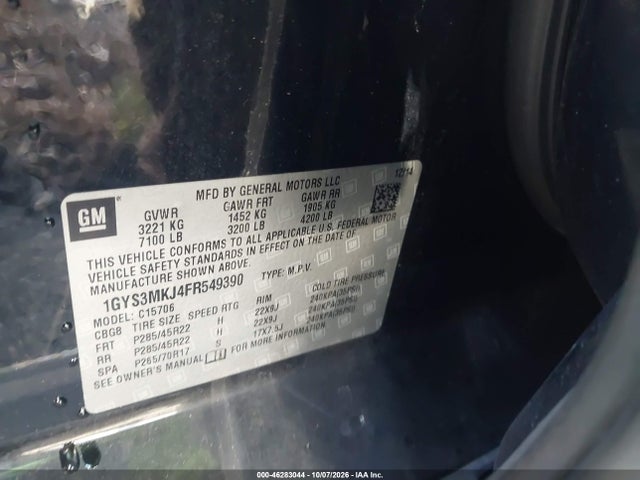 Продаж на аукціоні авто 2015 Cadillac Escalade Luxury, vin: 1GYS3MKJ4FR549390, номер лоту: 46283044