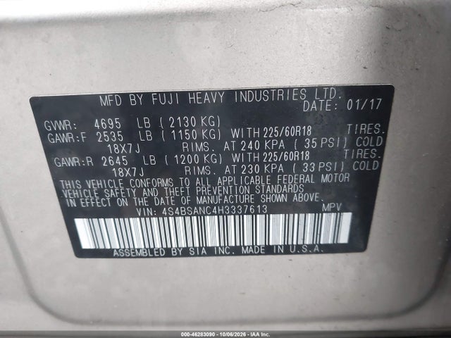 4S4BSANC4H3337613 Subaru Outback 2.5i Limited