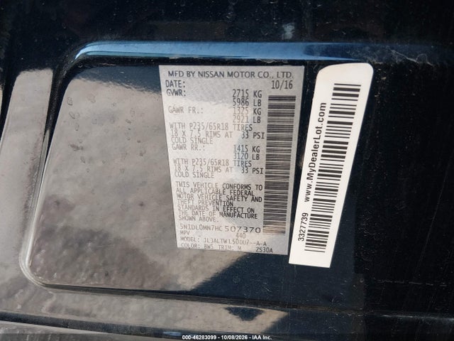 2017 Infiniti Qx60 მანქანა იყიდება აუქციონზე, vin: 5N1DL0MN7HC507370, აუქციონის ნომერი: 46283099