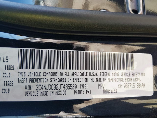 Продаж на аукціоні авто 2018 Jeep Compass Limited 4x4, vin: 3C4NJDCB2JT435520, номер лоту: 46283112