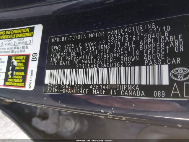 Aukcja sprzedaży 2010 Toyota Matrix S, vin: 2T1LE4EE3AC016212, numer aukcji: 46283369