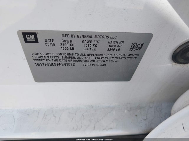 Продаж на аукціоні авто 2015 Chevrolet Malibu 1lz, vin: 1G11F5SL9FF341032, номер лоту: 46283439
