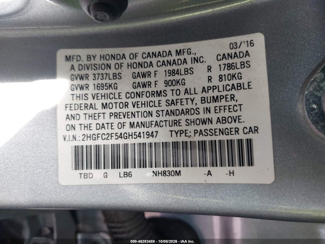 2HGFC2F54GH541947 Honda Civic Lx