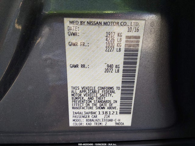 Nissan Altima 2.5 Sr 2017 1N4AL3AP8HC138121 Image 9