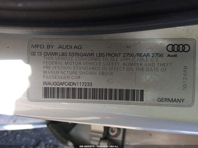 46283579 :رقم المزاد ، WAUGGAFC4DN117233 vin ، 2013 Audi A6 3.0t Premium مزاد بيع