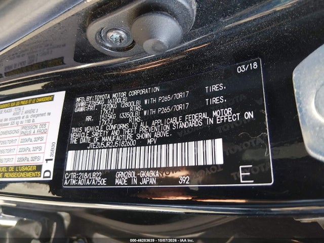 Toyota 4runner Sr5 Premium 2018 JTEZU5JR2J5182600 Image 18