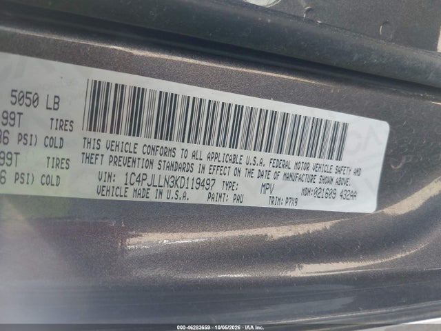 46283659 :رقم المزاد ، 1C4PJLLN3KD119497 vin ، 2019 Jeep Cherokee Latitude Plus Fwd مزاد بيع