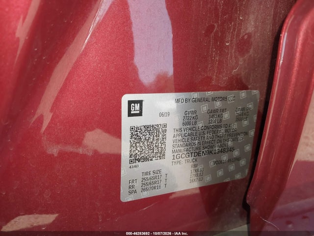 Aukcja sprzedaży 2019 Chevrolet Colorado Z71, vin: 1GCGTDEN9K1348345, numer aukcji: 46283692
