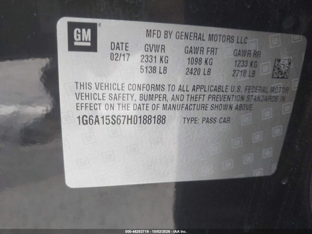 1G6A15S67H0188188 Cadillac CTS-V