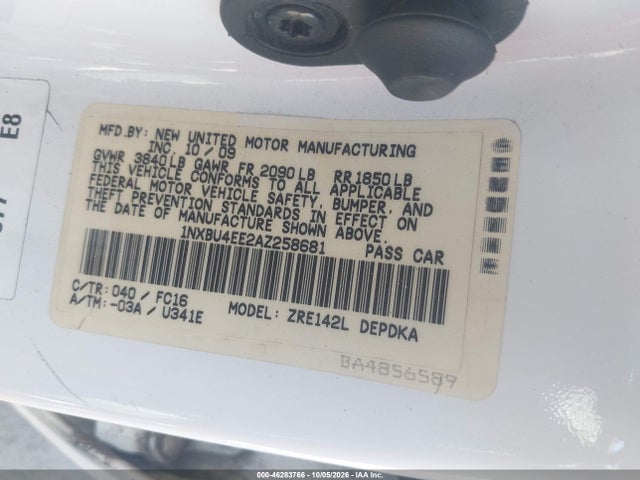 Продаж на аукціоні авто 2010 Toyota Corolla Le, vin: 1NXBU4EE2AZ258681, номер лоту: 46283766