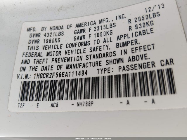 Honda Accord Sport 2014 1HGCR2F56EA111494 Image 9