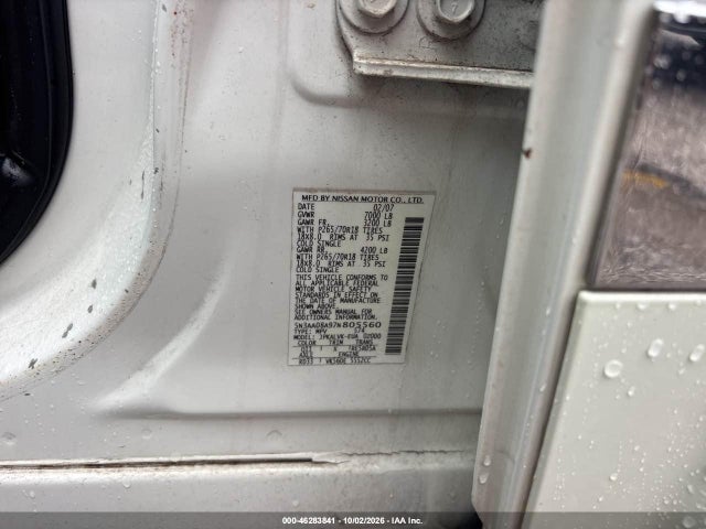 46283841 :رقم المزاد ، 5N3AA08A97N805560 vin ، 2007 Infiniti Qx56 مزاد بيع