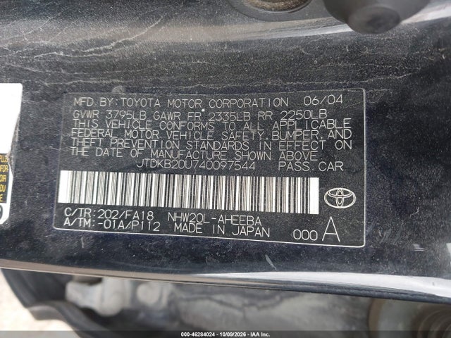 46284024 :رقم المزاد ، JTDKB20U740097544 vin ، 2004 Toyota Prius مزاد بيع