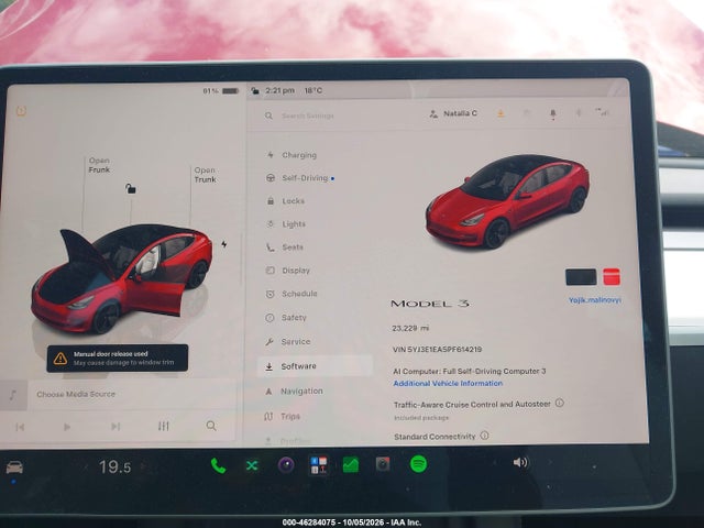 Продаж на аукціоні авто 2023 Tesla Model 3 Rear-wheel Drive, vin: 5YJ3E1EA5PF614219, номер лоту: 46284075