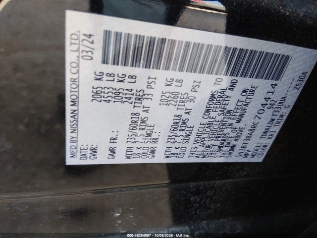 Продажа на аукционе авто 2024 Nissan Rogue Sv Fwd, vin: 5N1BT3BA8RC704414, номер лота: 46284087