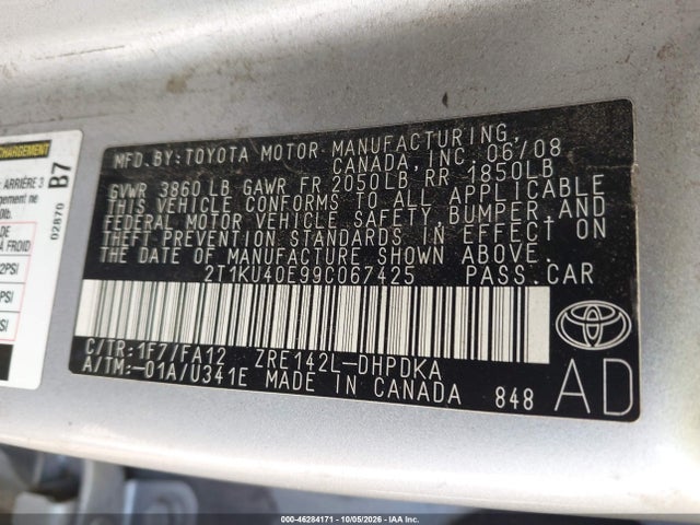 Aukcja sprzedaży 2009 Toyota Matrix, vin: 2T1KU40E99C067425, numer aukcji: 46284171