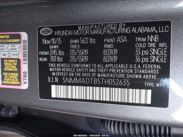 46284253 :رقم المزاد ، 5NMMADTB5TH052635 vin ، 2026 Genesis Gv70 2.5t مزاد بيع