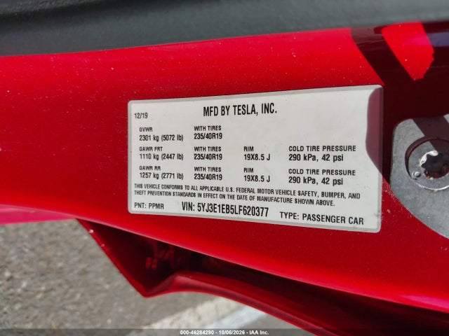 Продаж на аукціоні авто 2020 Tesla Model 3 Long Range Dual Motor All-wheel Drive, vin: 5YJ3E1EB5LF620377, номер лоту: 46284290