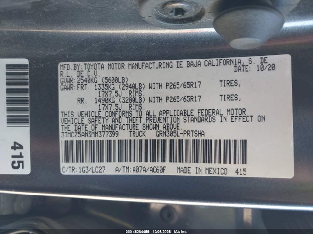 3TMCZ5AN3MM377399 Toyota Tacoma