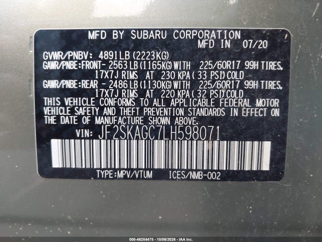 Subaru Forester Premium 2020 JF2SKAGC7LH598071 Image 9