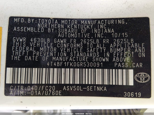 Toyota CAMRY LE 2016 4T4BF1FK0GR530091 Image 9