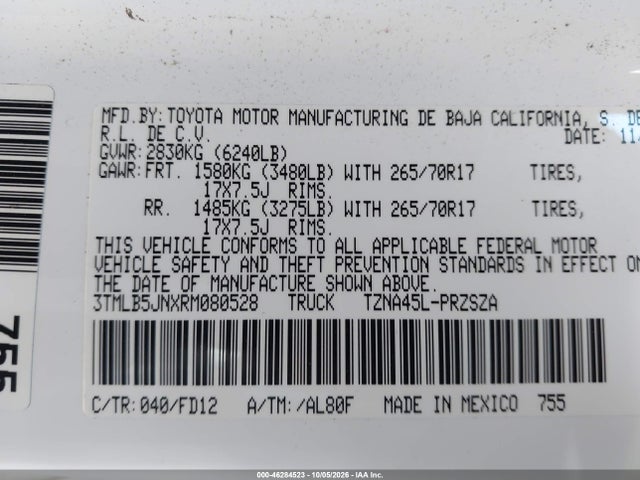 2024 Toyota Tacoma Trd Off Road მანქანა იყიდება აუქციონზე, vin: 3TMLB5JNXRM080528, აუქციონის ნომერი: 46284523