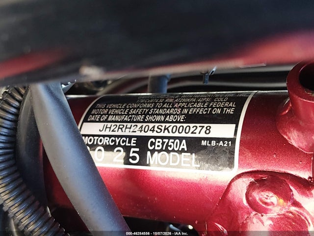Продажа на аукционе авто 2025 Honda Cb750 A, vin: JH2RH2404SK000278, номер лота: 46284556
