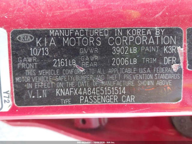 Продажа на аукционе авто 2014 Kia Forte Ex, vin: KNAFX4A84E5151514, номер лота: 46284561
