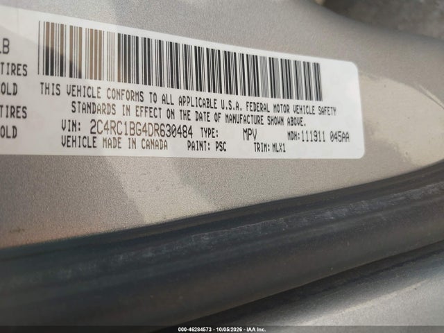 2013 Chrysler Town & Country Touring მანქანა იყიდება აუქციონზე, vin: 2C4RC1BG4DR630484, აუქციონის ნომერი: 46284573
