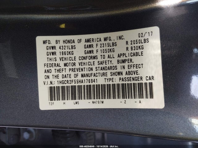 1HGCR2F55HA176941 Honda Accord Sport