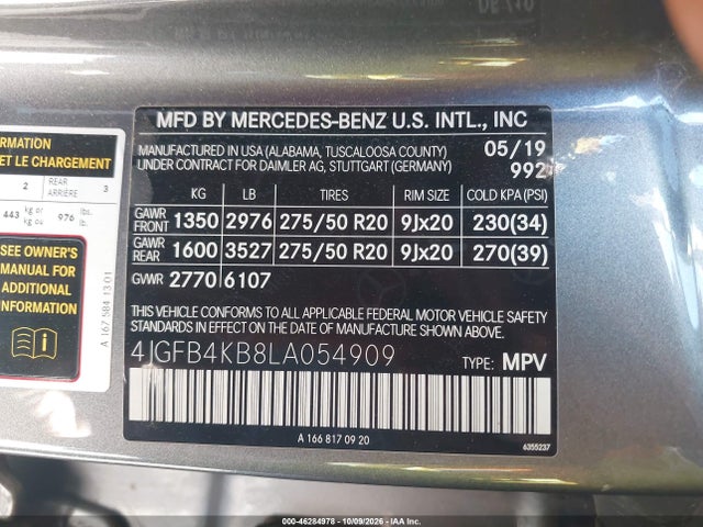 4JGFB4KB8LA054909 Mercedes-Benz Gle 350 4matic