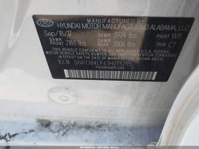 Продажа на аукционе авто 2018 Hyundai Elantra Value Edition, vin: 5NPD84LF6JH275295, номер лота: 46285104