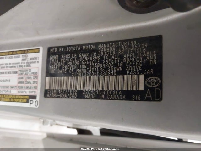 Продаж на аукціоні авто 2005 Toyota Corolla Xrs, vin: 2T1BY32E35C330210, номер лоту: 46285391