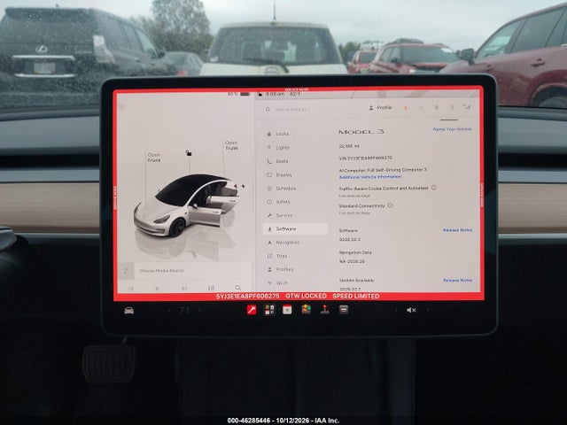 46285446 :رقم المزاد ، 5YJ3E1EA8PF606275 vin ، 2023 Tesla Model 3 Rear-wheel Drive مزاد بيع