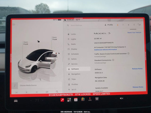 46285446 :رقم المزاد ، 5YJ3E1EA8PF606275 vin ، 2023 Tesla Model 3 Rear-wheel Drive مزاد بيع