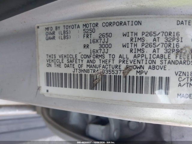 Продажа на аукционе авто 2001 Toyota 4runner Limited, vin: JT3HN87R410355377, номер лота: 46285537
