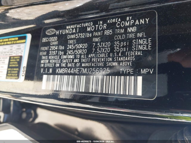 Продаж на аукціоні авто 2021 Hyundai Palisade Sel, vin: KM8R44HE7MU256925, номер лоту: 46285575