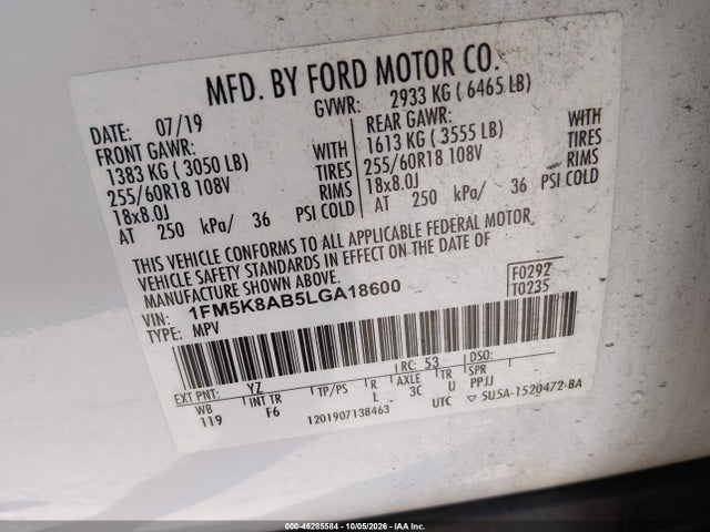 Ford Police Interceptor Utility 2020 1FM5K8AB5LGA18600 Image 9