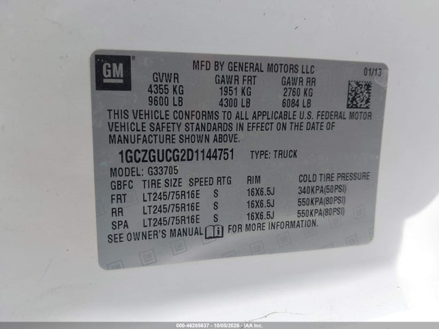 Продаж на аукціоні авто 2013 Chevrolet Express 3500 Work Van, vin: 1GCZGUCG2D1144751, номер лоту: 46285637