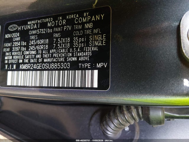 2025 Hyundai Palisade Sel მანქანა იყიდება აუქციონზე, vin: KM8R24GE0SU885303, აუქციონის ნომერი: 46285701
