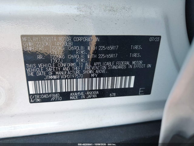 Aukcja sprzedaży 2023 Toyota Rav4 Hybrid Le, vin: JTMMWRFV0PD197570, numer aukcji: 46285841