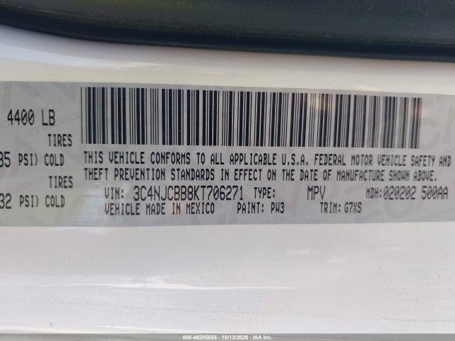 Продаж на аукціоні авто 2019 Jeep Compass Sun And Wheel Fwd, vin: 3C4NJCBB8KT706271, номер лоту: 46285858