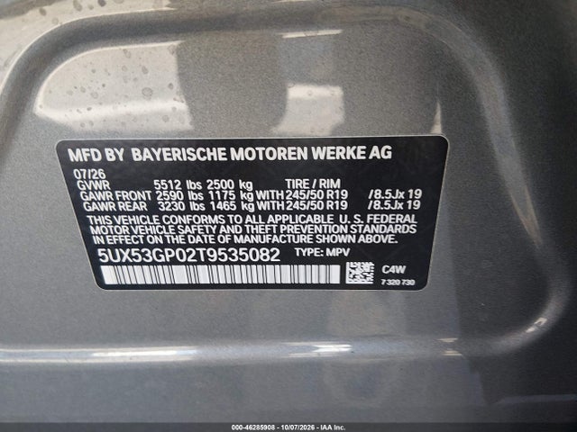 BMW X3 30 Xdrive 2026 5UX53GP02T9535082 Image 9