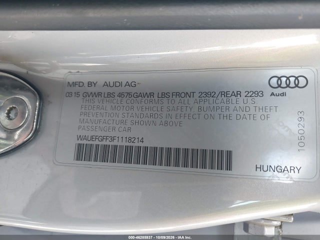 WAUEFGFF3F1118214 Audi A3 2.0t Premium