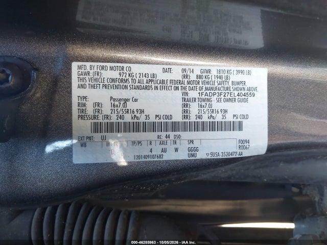 Продажа на аукционе авто 2014 Ford Focus Se, vin: 1FADP3F27EL404559, номер лота: 46285963