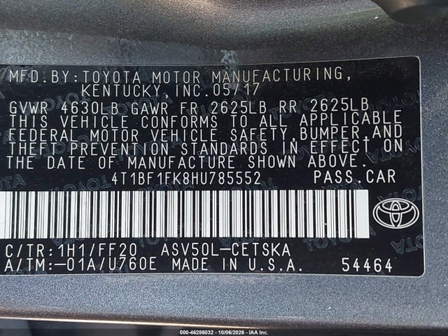 4T1BF1FK8HU785552 Toyota CAMRY SE