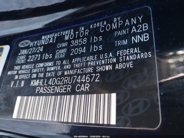 Aukcja sprzedaży 2024 Hyundai Elantra Se, vin: KMHLL4DG2RU744672, numer aukcji: 46286044